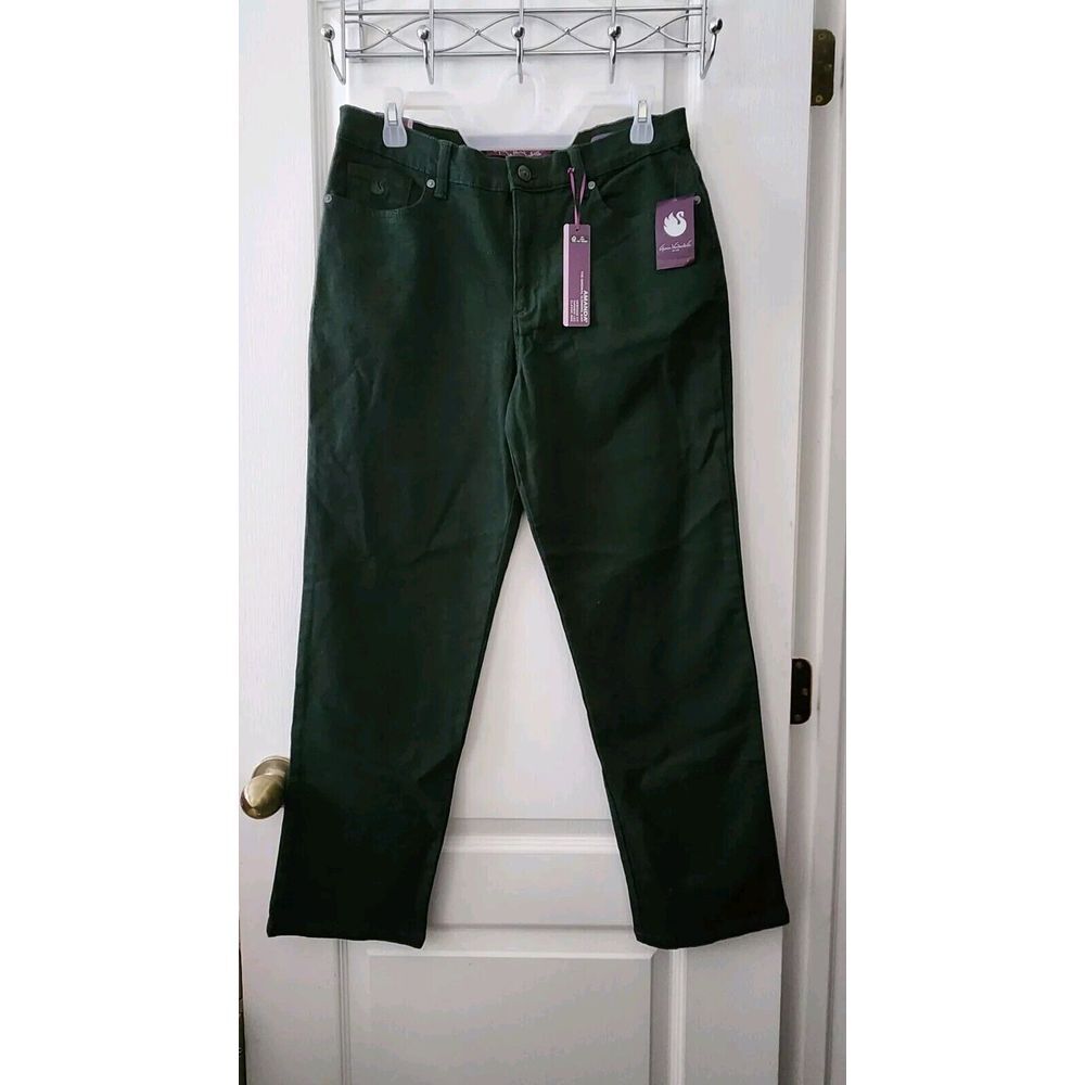 Gloria Vanderbilt Womens Amanda Slimming Jean Classic Tapered Leg Green 10 Short